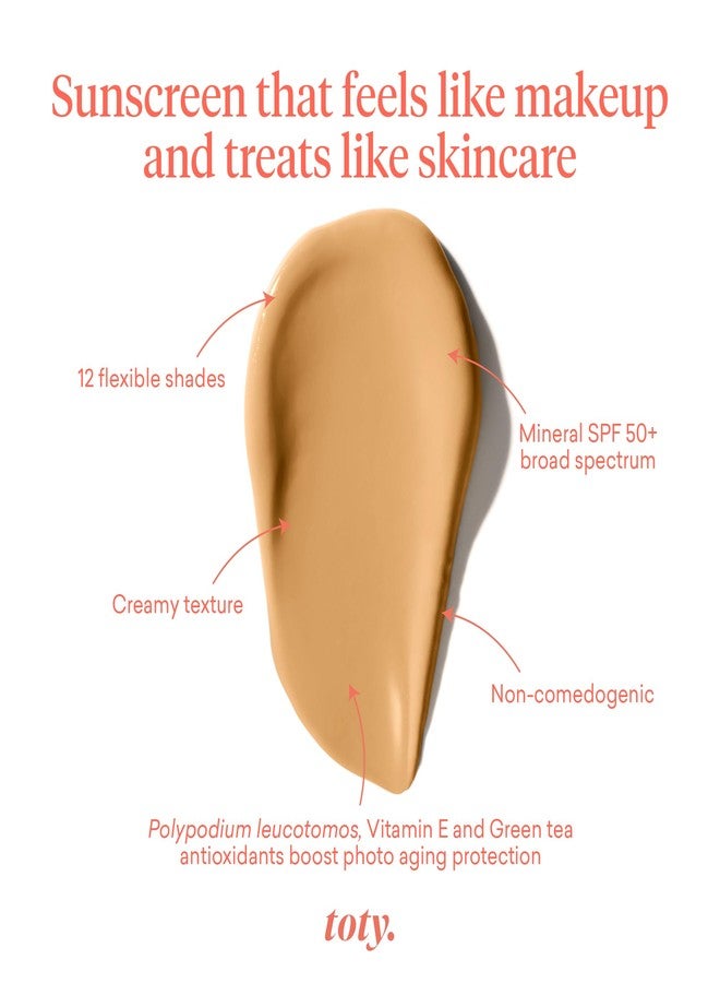 toty. Toty by Sofia Vergara - lumina CC Cream SPF 50+, 100% Mineral Color Correcting Cream - Medium Coverage Foundation & Broad Spectrum Sunscreen for Face - Non Comedogenic - 2C PEACHY BEIGE - Image 2